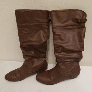 Brown Faux Leather  Boots Size 7
